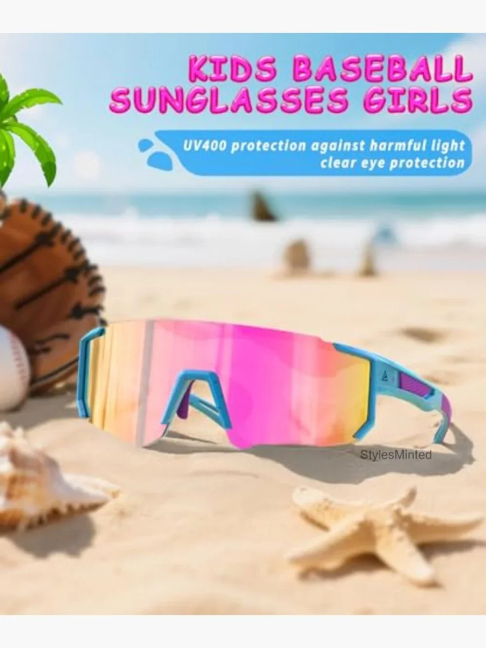 Youth Baseball Softball Sunglasses 3 Pack UV Protection Kids Sports